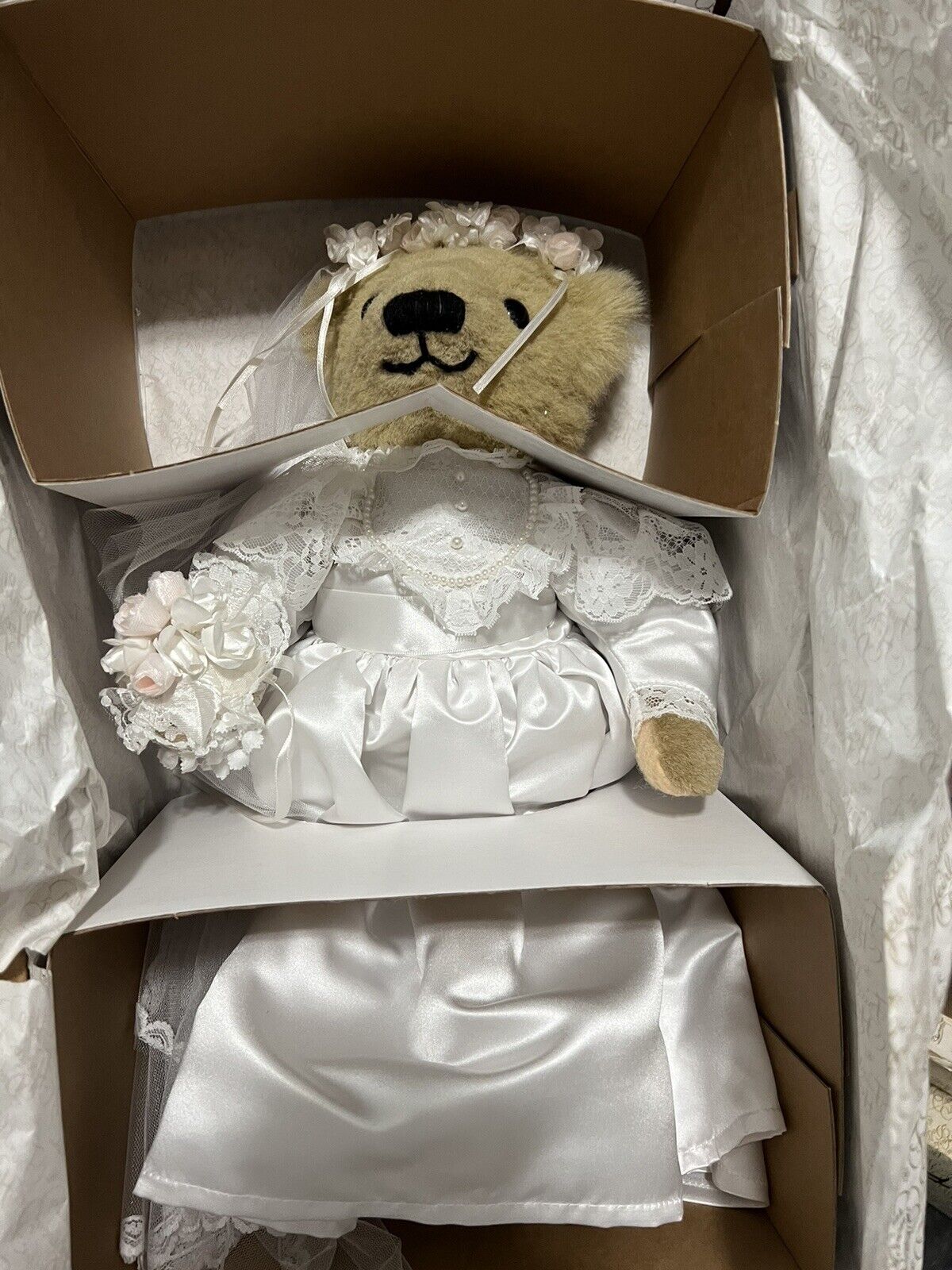 Vintage Franklin Heirloom Doll Collection Bear Bride Edwina Perfect Box