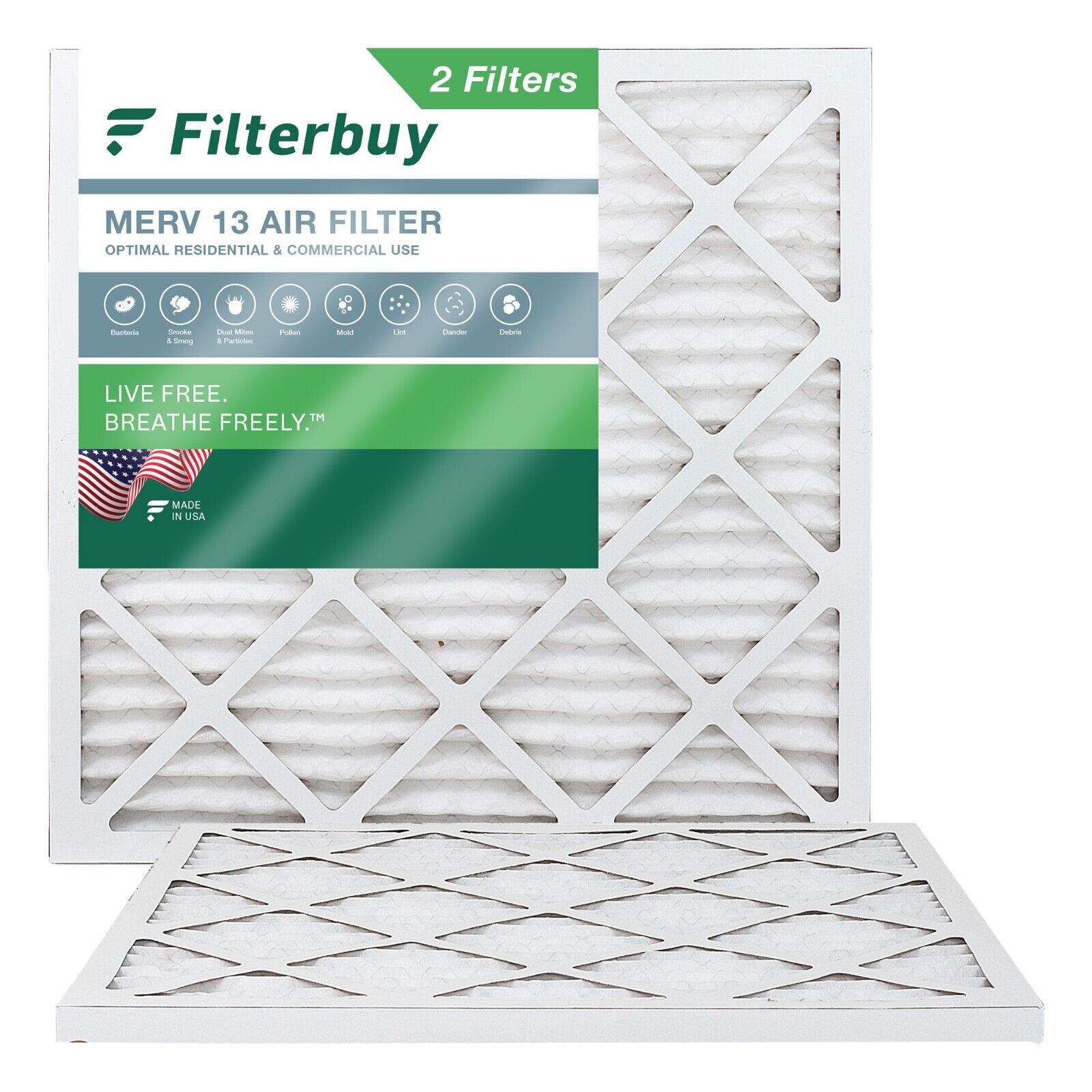 Filterbuy 12x12x1 Pleated Air Filters, Replacement for HVAC AC Furnace (MERV 13)