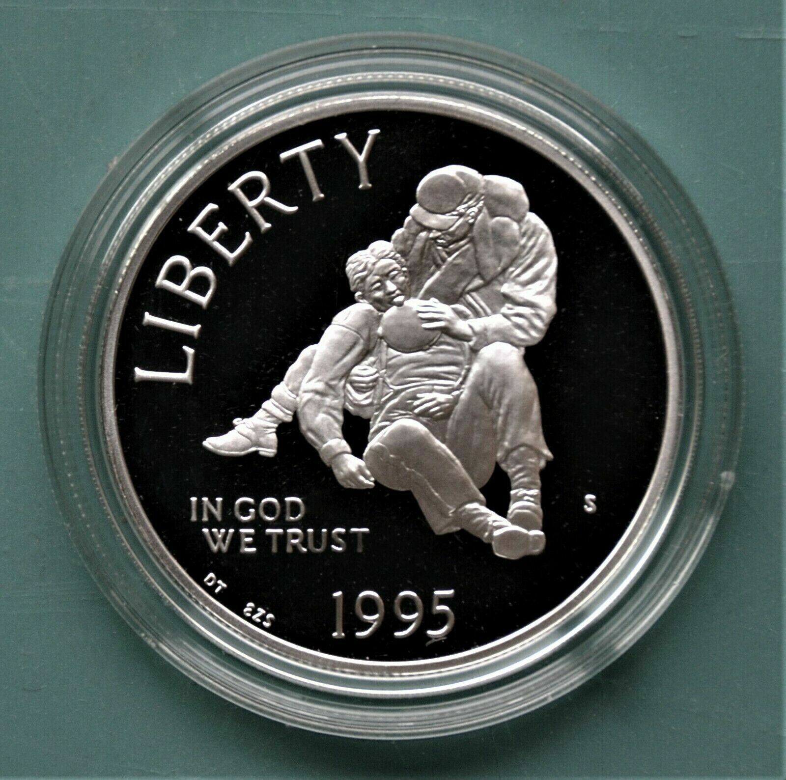 1995 Civil War Battlefield Proof Silver Dollar in capsule