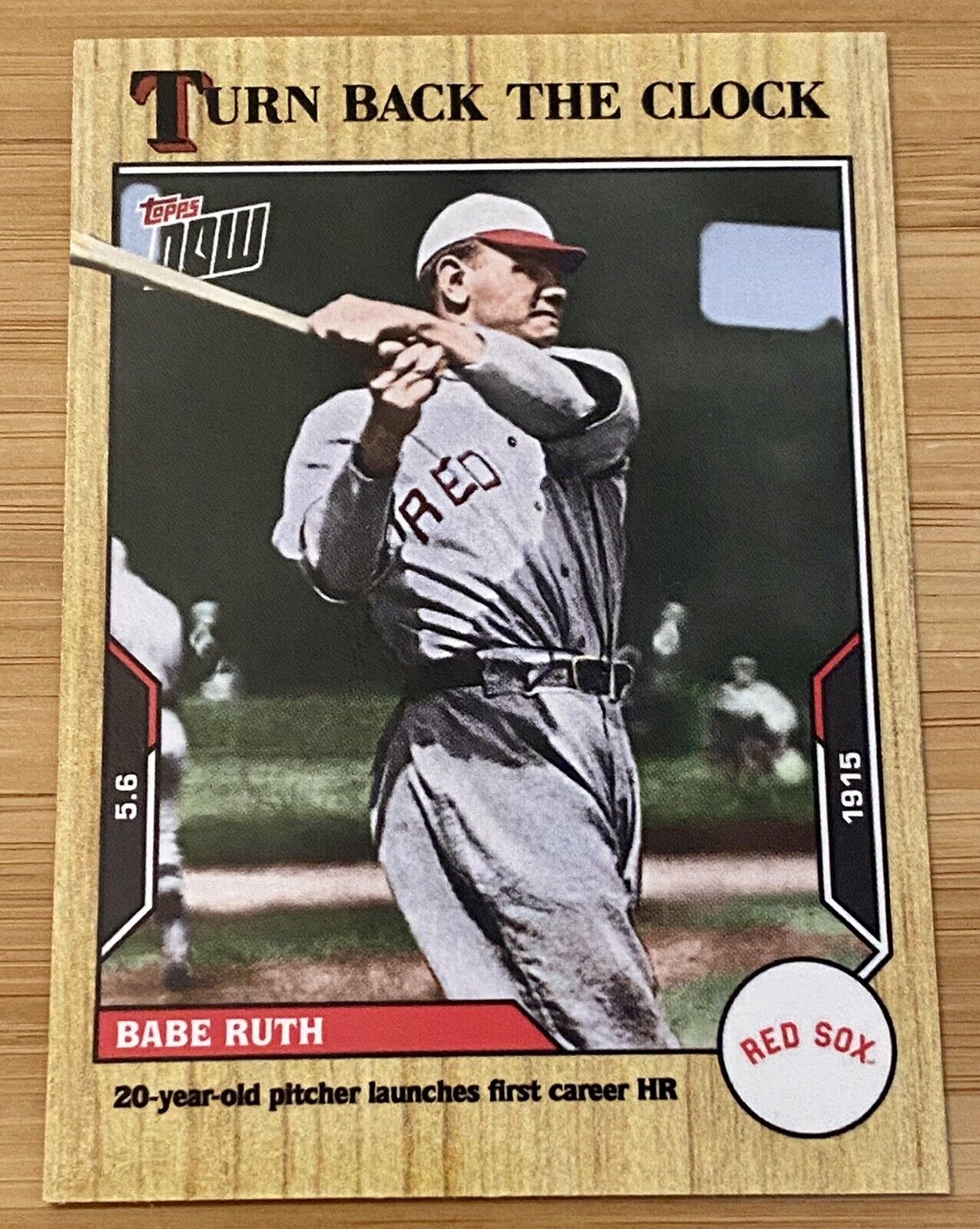 ROOKIE BABE RUTH, 20 y/o Pitcher Hits 1st HR in his 18th AB, Topps TBTC #36, RC