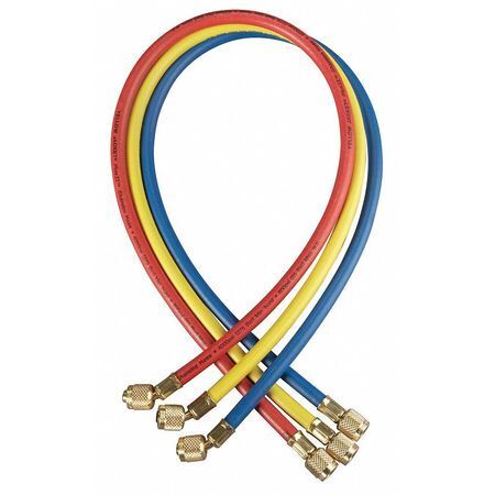 Yellow Jacket 21984 Manifold Hose Set,48 In,Red,Yellow,Blue