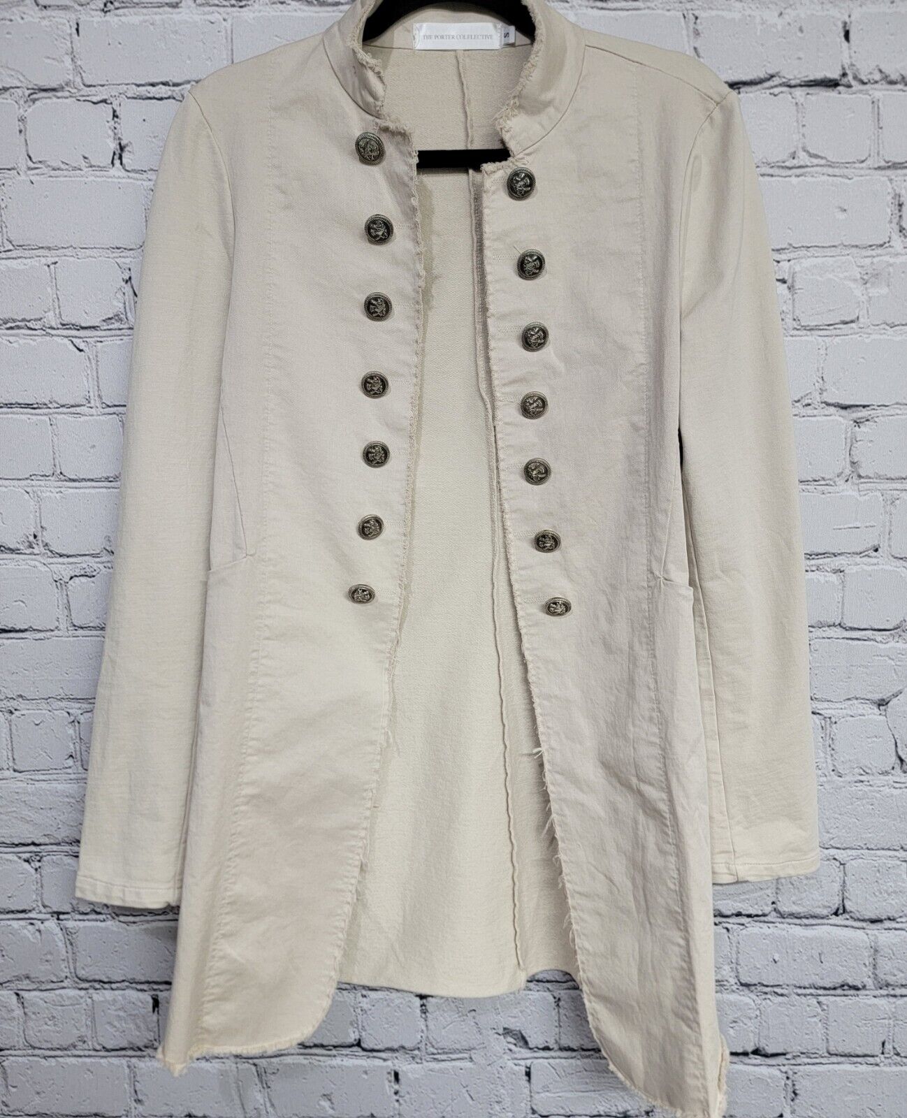 The Porter Collective Alchemy Band Jacket Womens SCream Ivory Duster Raw Hem