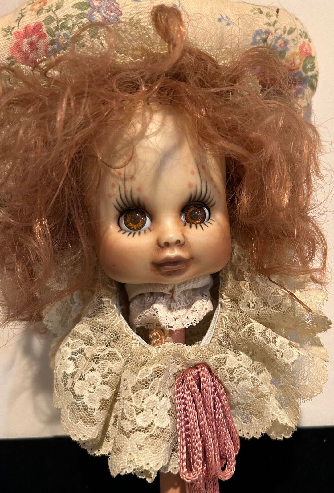 Vintage OOAK Creepy Halloween Blinking Doll Artist