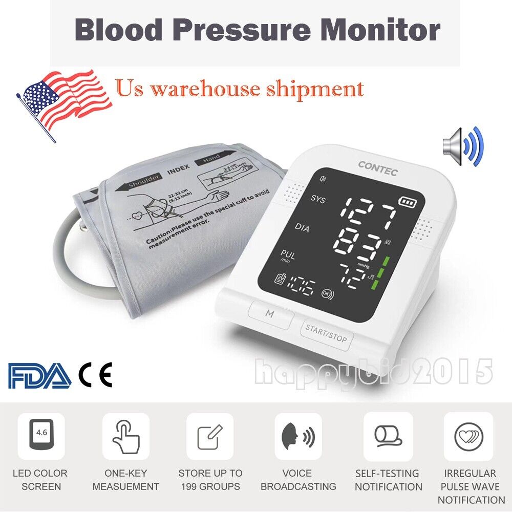 2023 Digital Automatic Blood Pressure Monitor Upper Arm BP Machine voice