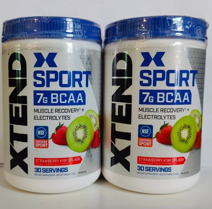 Lot of 2 Xtend Sport 7G BCAA Muscle Recovery Strawberry Kiwi Splash 30 Servings