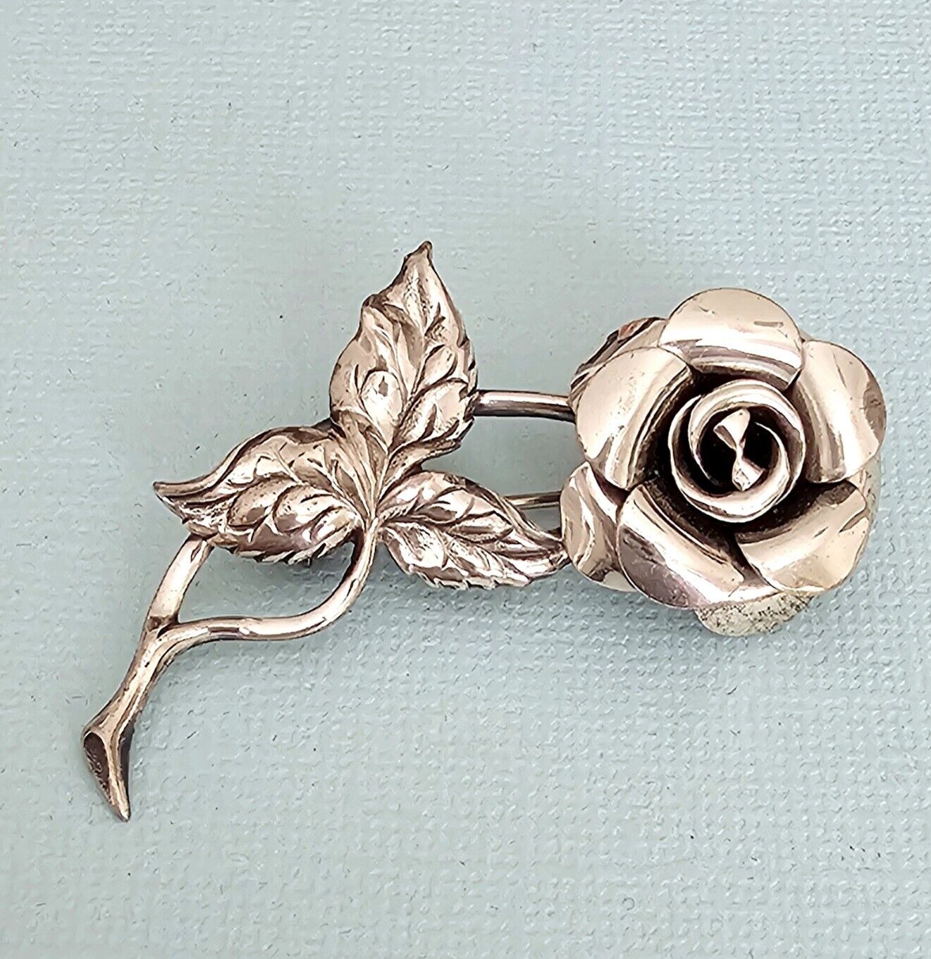 Sterling Silver BEAU Vintage Rose Brooch Pin, No-stone 1.7/8