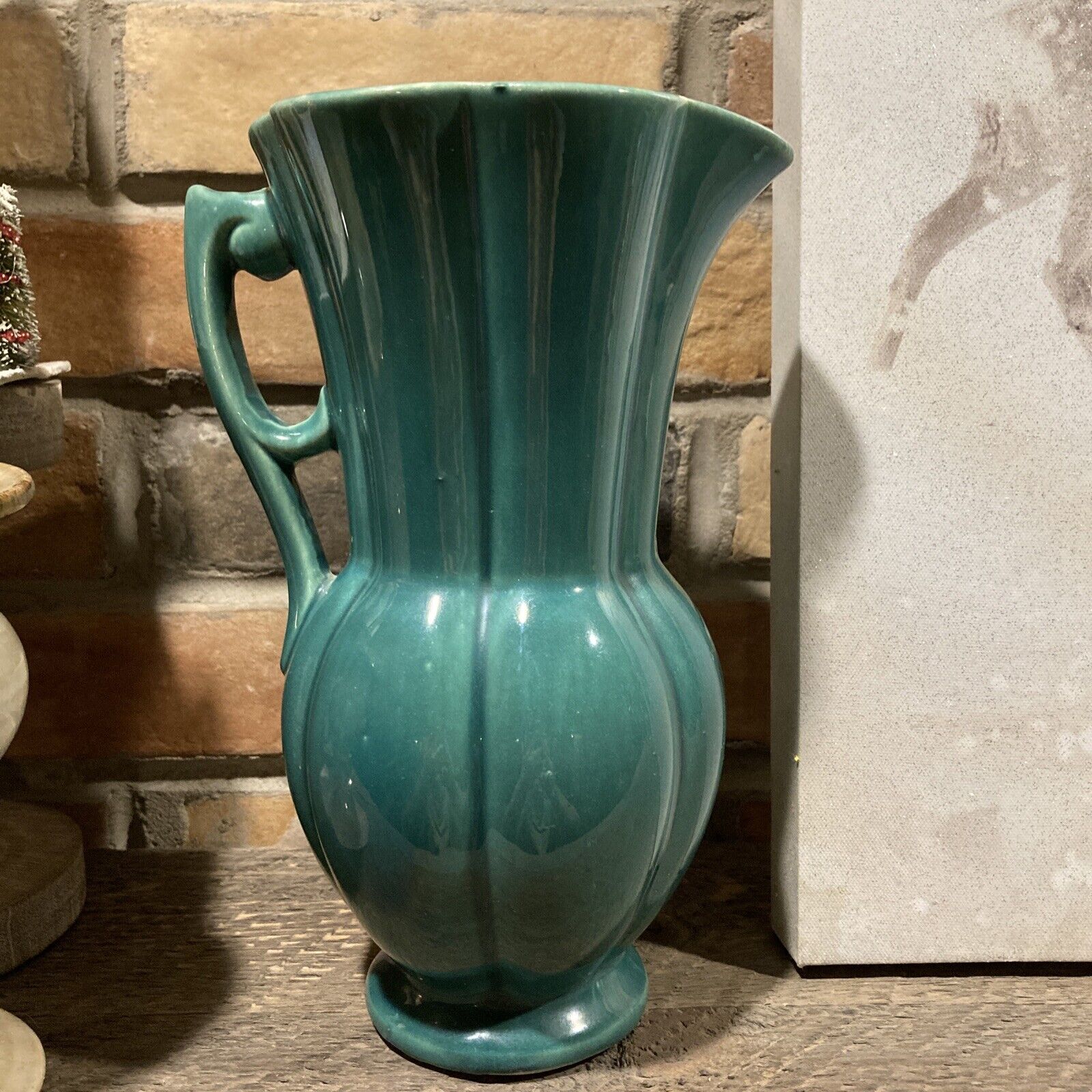 Vintage Shawnee Teal Pitcher Vase