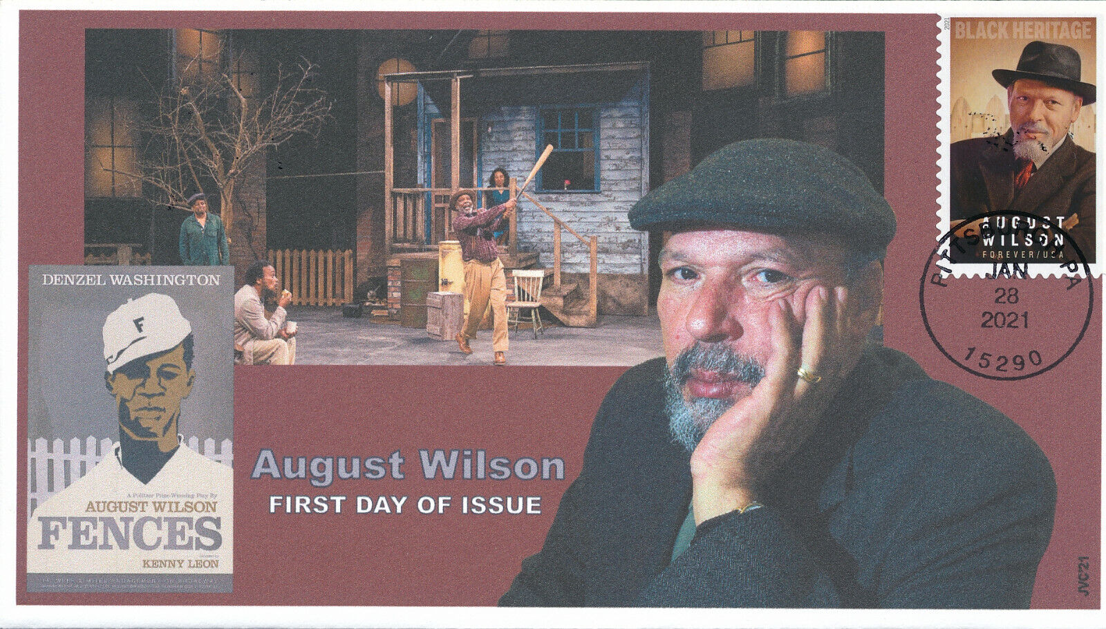 JVC CACHETS - 2021 AUGUST WILSON FIRST DAY COVER FDC LIMITED EDIT.OF 20 STYLE #2