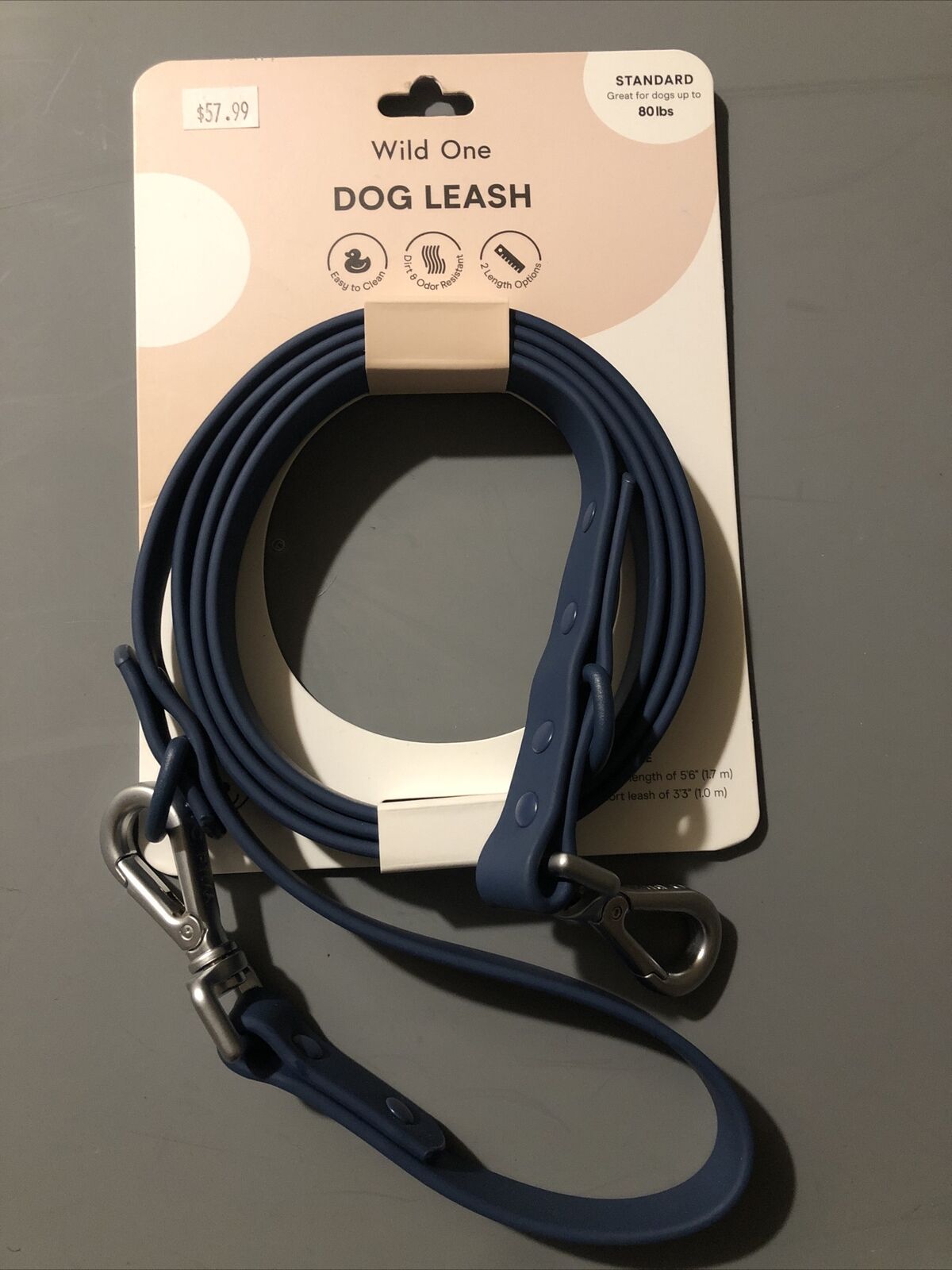 Wild One Dog Leash  Size Up To 80 Lb  Blue #8153 water dirt and odor resistant