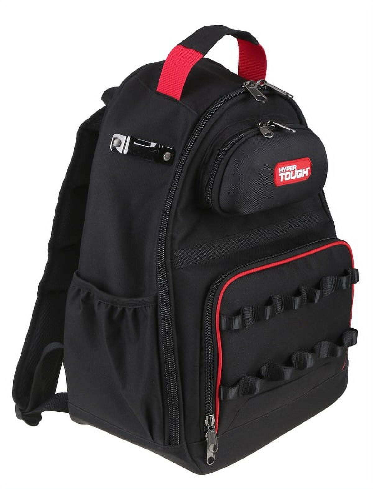 Black Tool Backpack with Pockets and Loops, Portable Tool Storage