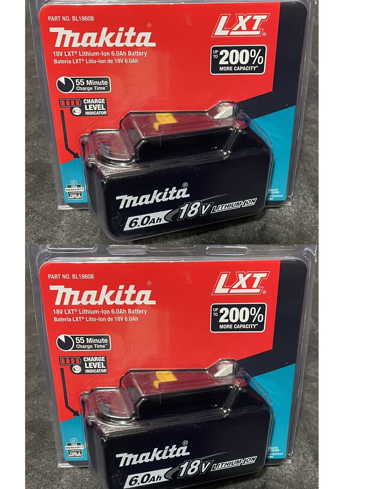2 Pcs NEW Makita 18 Volt Li-ION 6.0Ah LXT Battery BL1860B Tool Power Battery