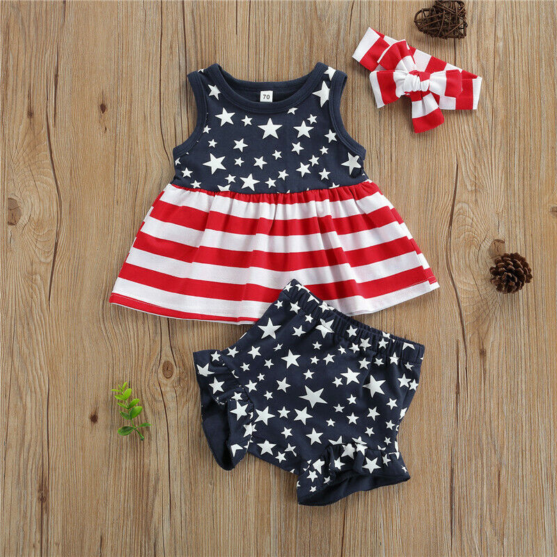 NEW 4th of July Patriotic Girls Tunic Bloomers Outfit Set