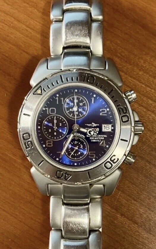 Sector No Limits 450 Chronograph Sapphire Crystal Dark Blue Dial 200M NEW BATTER