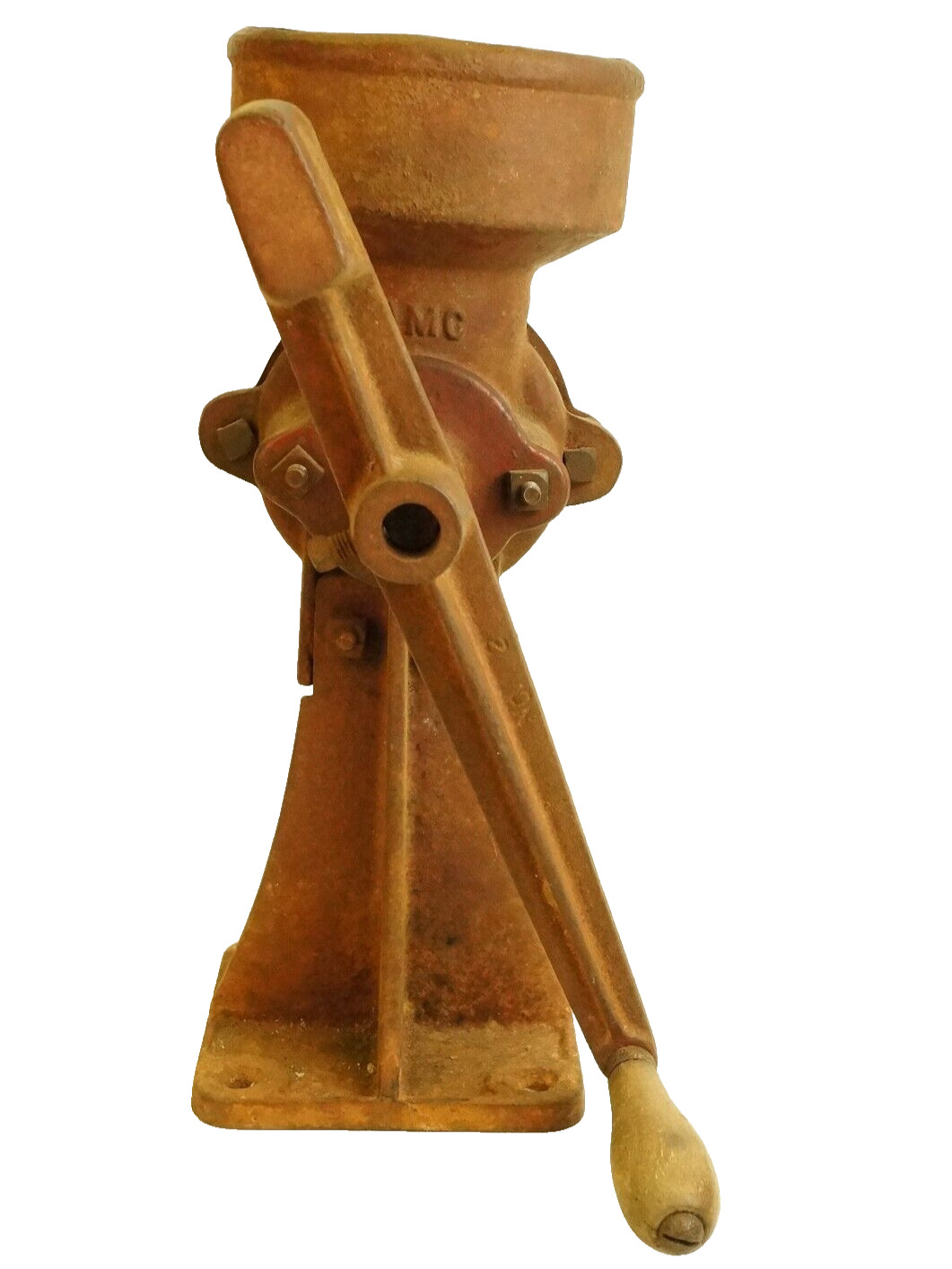 Antique C.S. Bell No. 2 Hand Crank Corn Grist Mill Grinder Cast Steel Adjustable