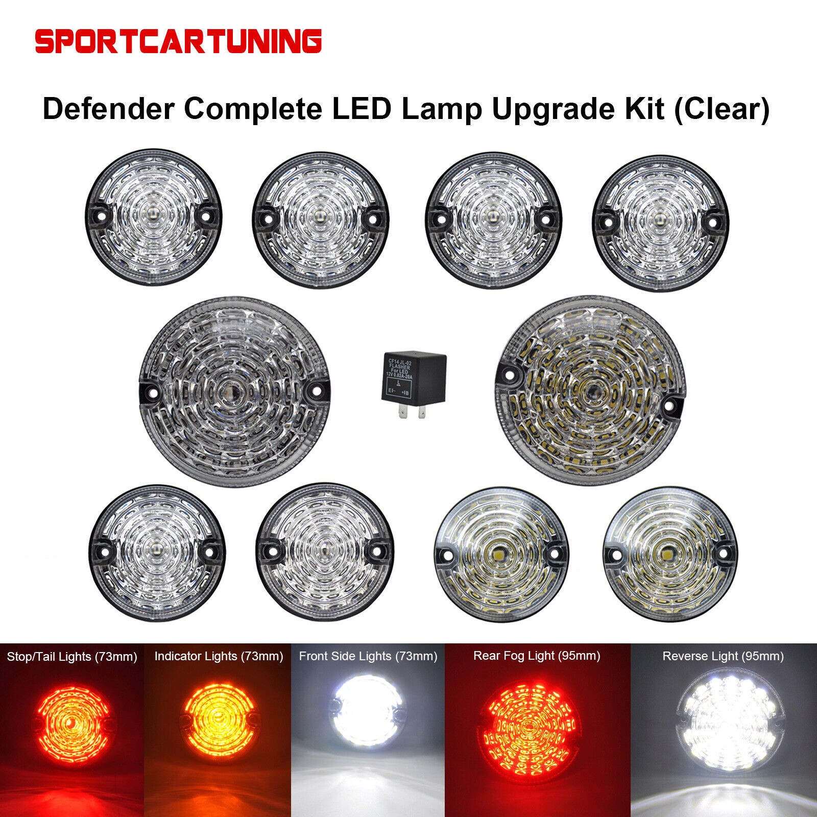 10x Complete LED Upgrade Light Lamp Kit Clear For Land Rover Defender 1990-2016