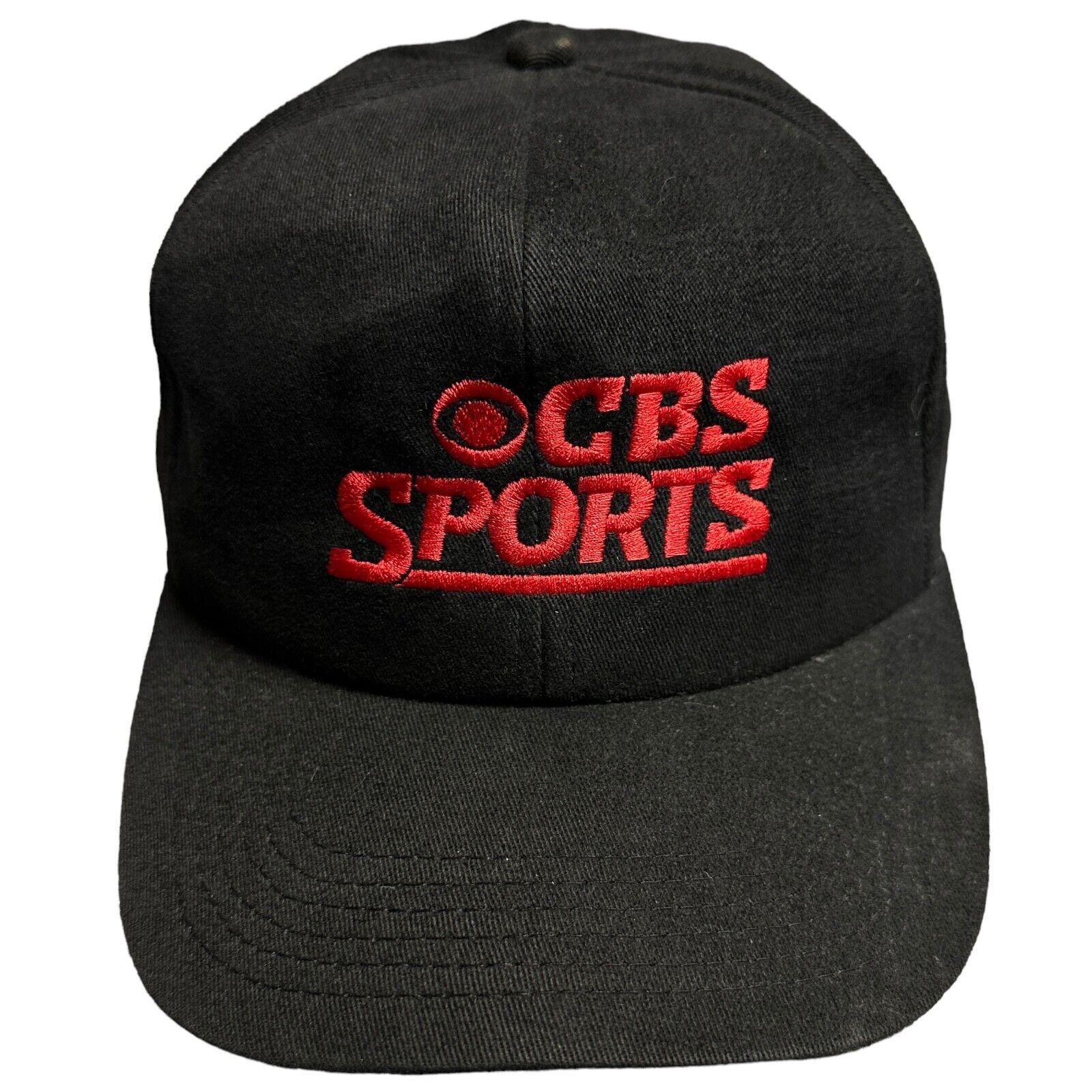 Vintage CBS Sports Racing K Products Hat Black Red Adjustable Snapback Cap USA *