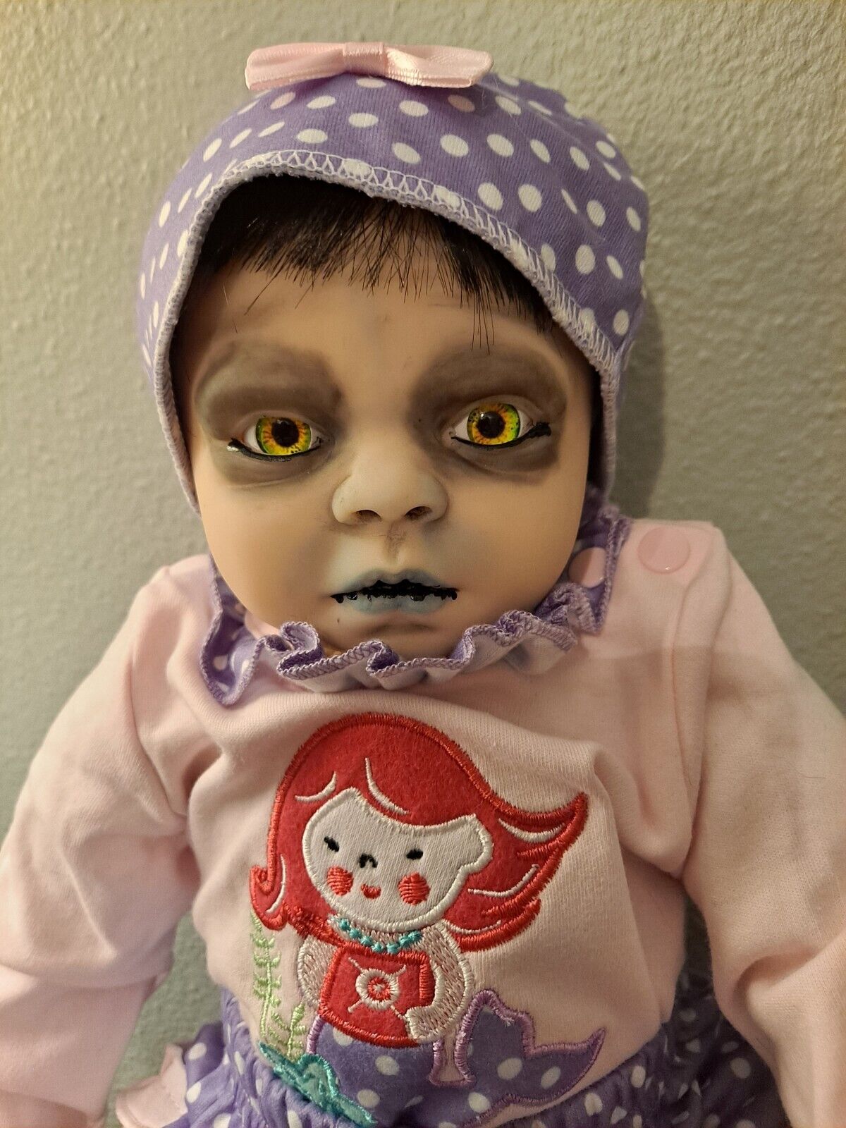 OOAK zombie cuddly baby AND OOAK goth porcelain doll 