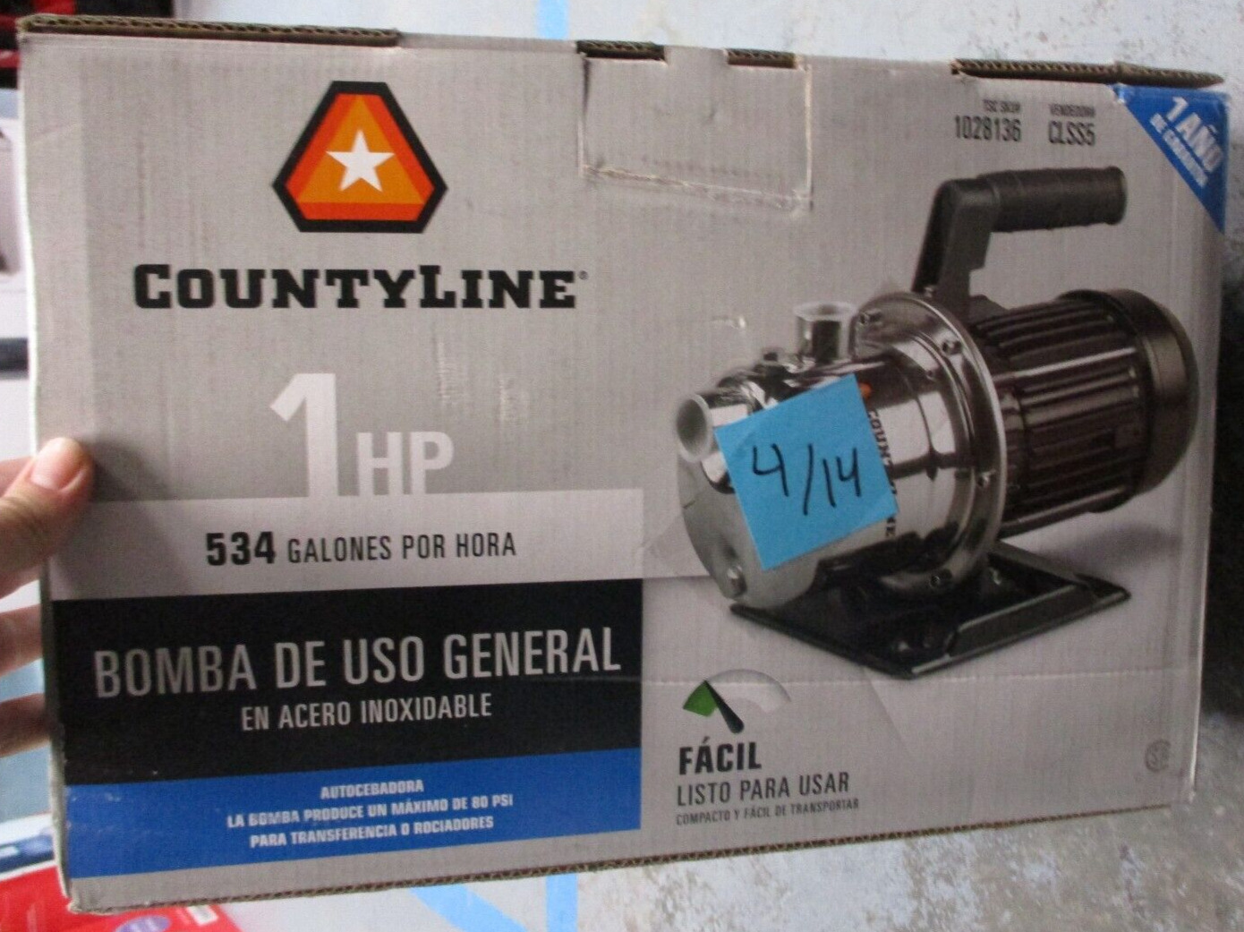 CountyLine 1 HP 115V Electric Transfer Utility Pump CLSS5 #1028136 BRAND NEW