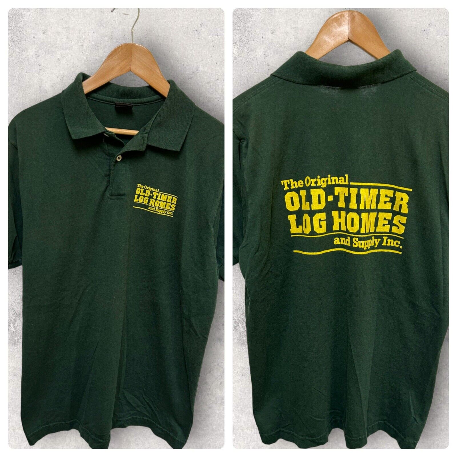 1994 Best Fruit of The Loom Log Homes Double Sided Graphic Shirt Green Large