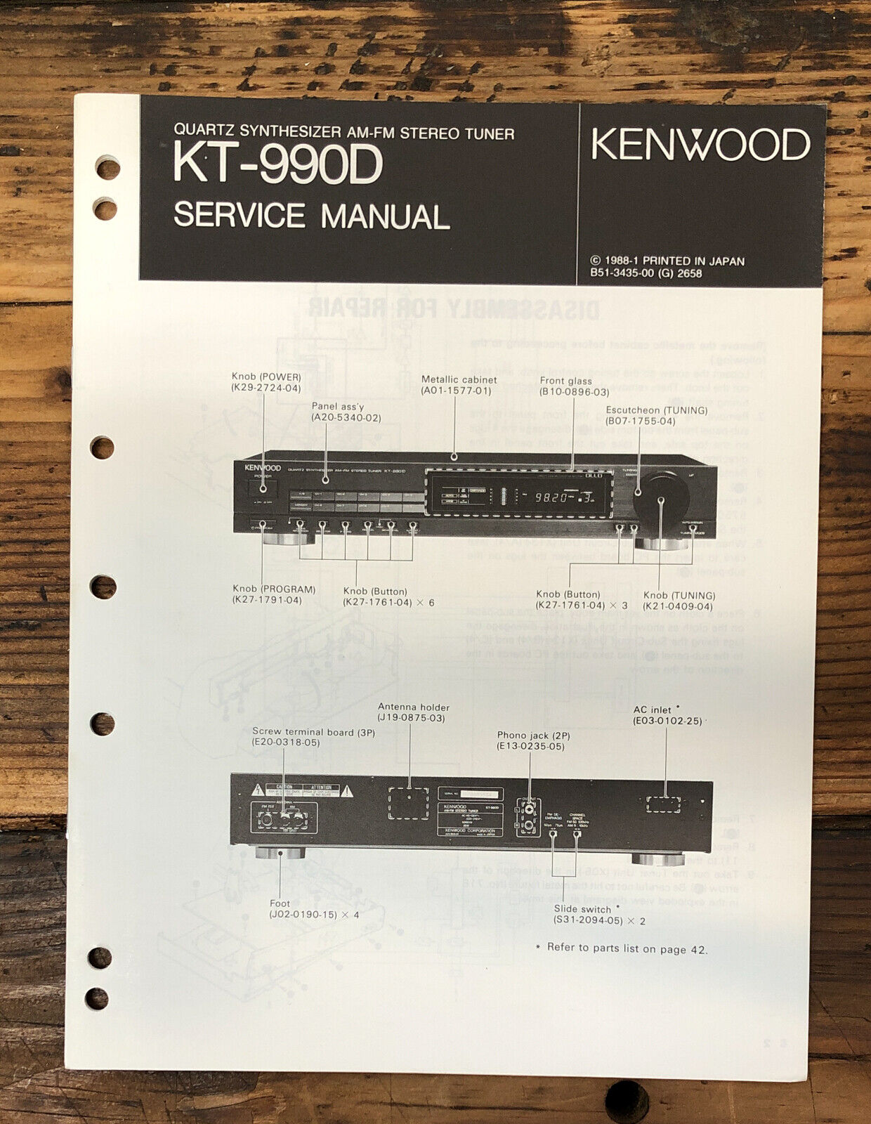 Kenwood KT-990D Tuner  Service Manual *Original*