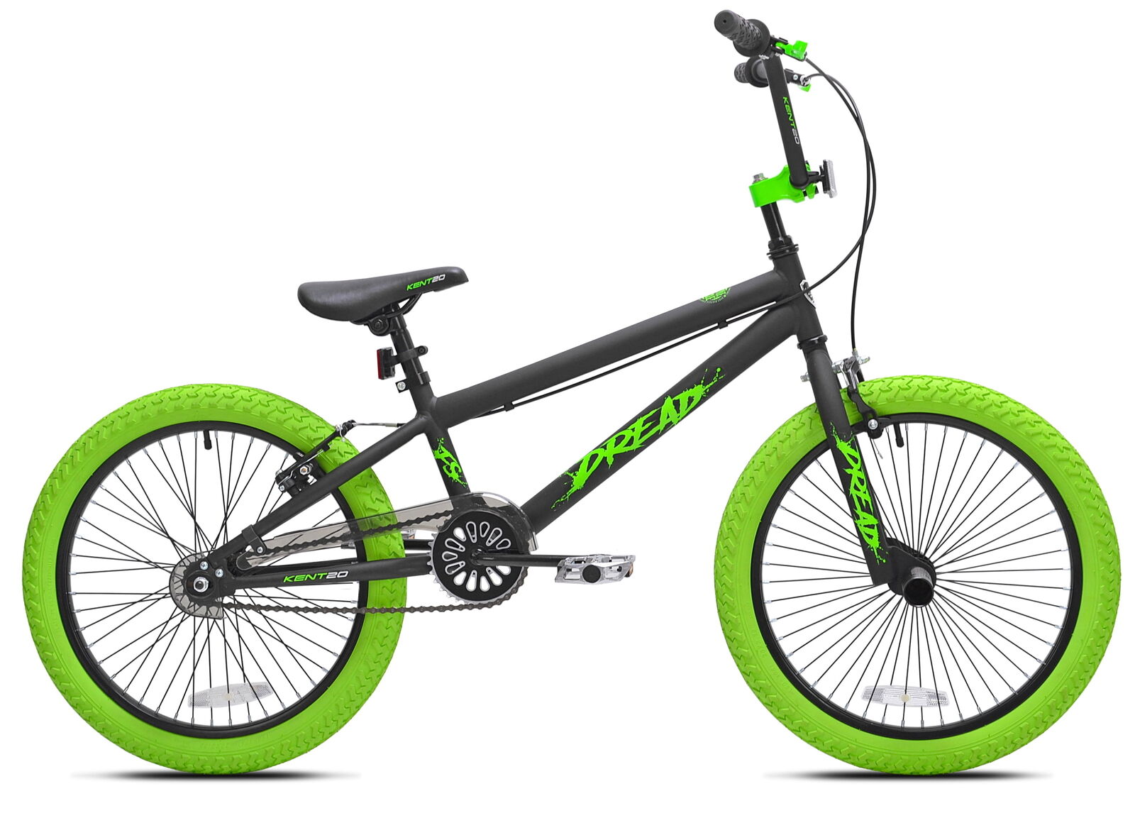 Kent 20 inch Dread BMX Boys Child Bike Green and Black Bicycle Adjustable Handle