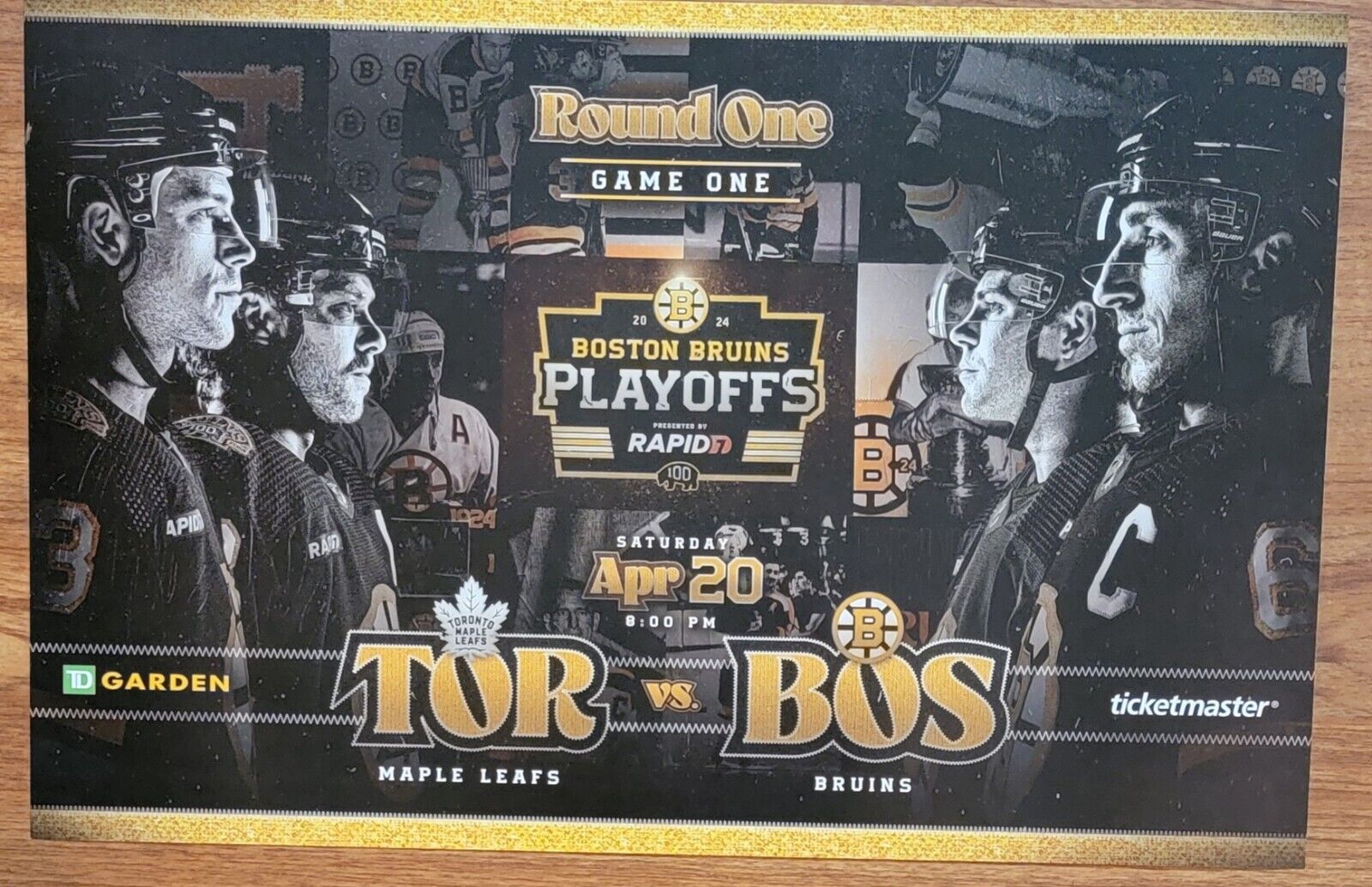 2024 Boston Bruins Centennial Playoff Poster Round 1 Game 1 Toronto 