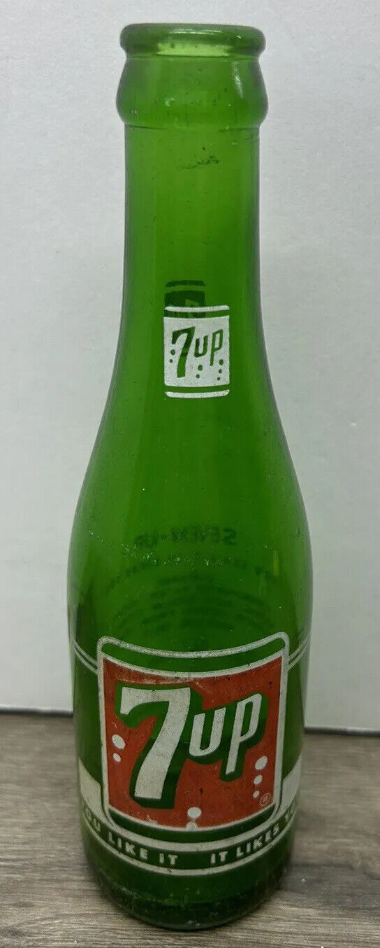 San Francisco California Seven Up 7up Soda Pop Glass Bottle 1957 Vintage