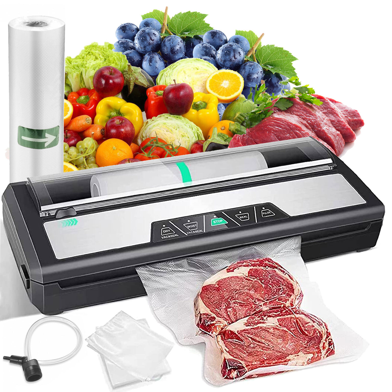 Commercial Vacuum Sealer Machine Food Saver System With Free Bags Dry Wet Mode