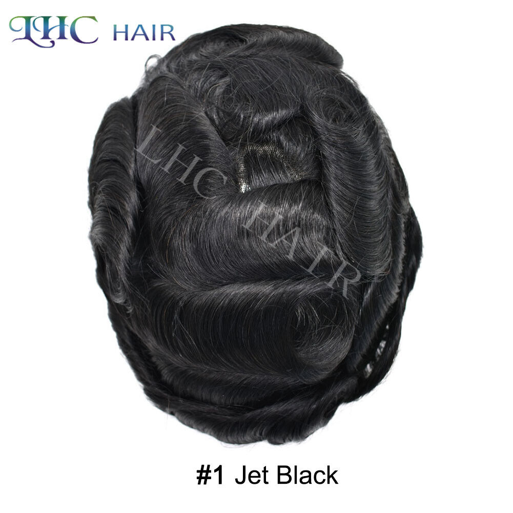 Mens Toupee Human Hair Replacement System Full French Lace Hairpiece For Men Wig