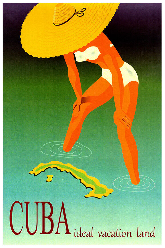 Cuba - Ideal Vacation  - Vintage Travel Poster - Retro Posters