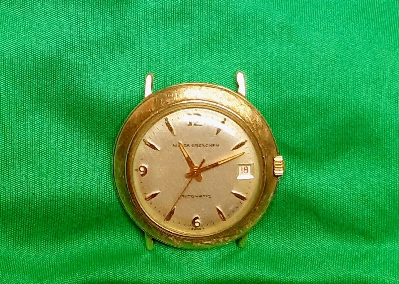 Very Rare 1950s Mens Nivada Grenchen Automatic 10K GF Working Mint Condition 
