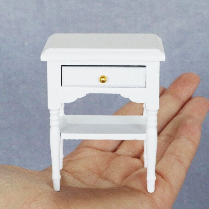 AirAds Dollhouse 1:12 scale miniature furniture night stand side table white