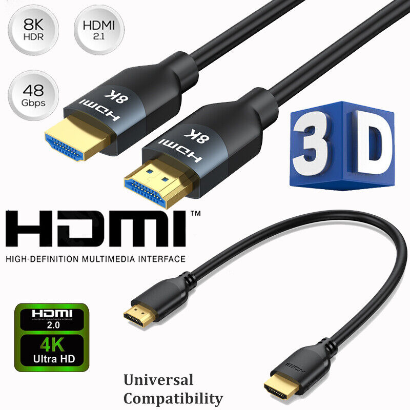 8K 4K HDMI 2.1 2.0 Cable UHD HDTV Ultra HD High Speed HDMI Cord Multi-Pack Lot A