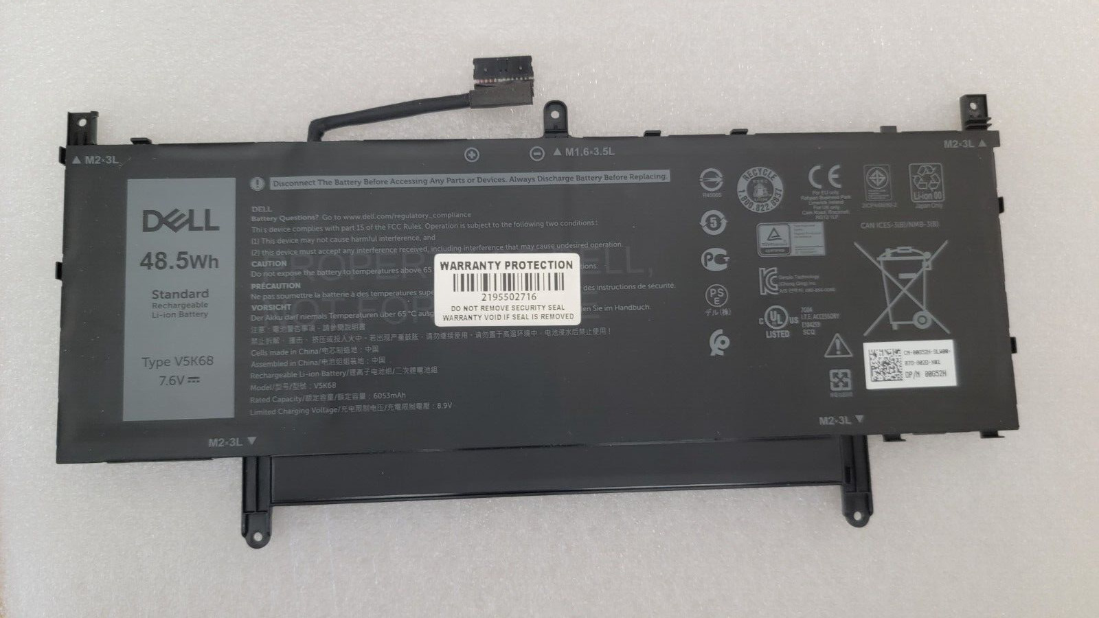 NEW GENUINE Dell Latitude 9510 9520 48.5Wh 4-cell Laptop Battery - V5K68 0V5K68