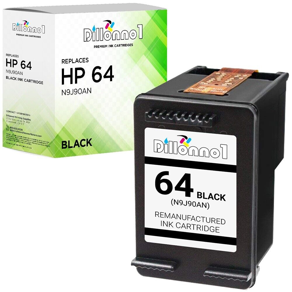 Black Ink Cartridge for HP 64 64XL ENVY 6220 6230 6232 6252 6255 6258 7120 7130