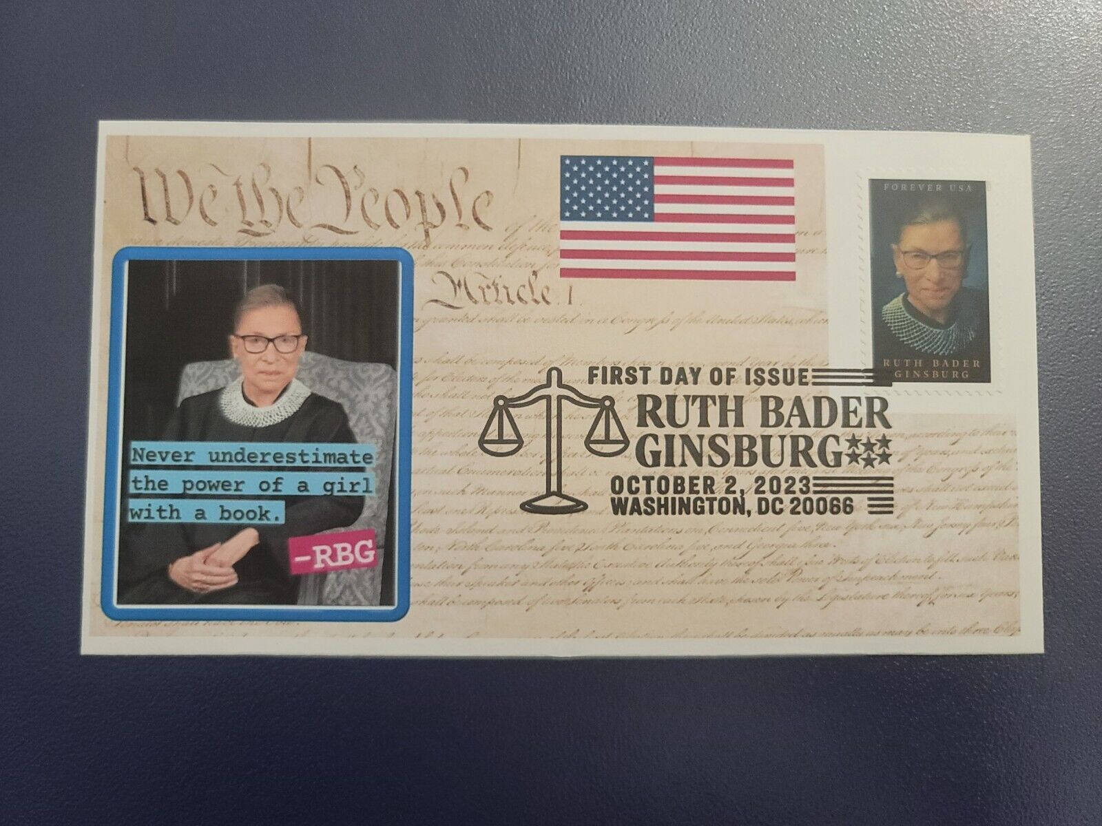 Supreme Court Lawyer Judge Ruth Bader Ginsburg (RBG) Stamp First Day Cover FDC