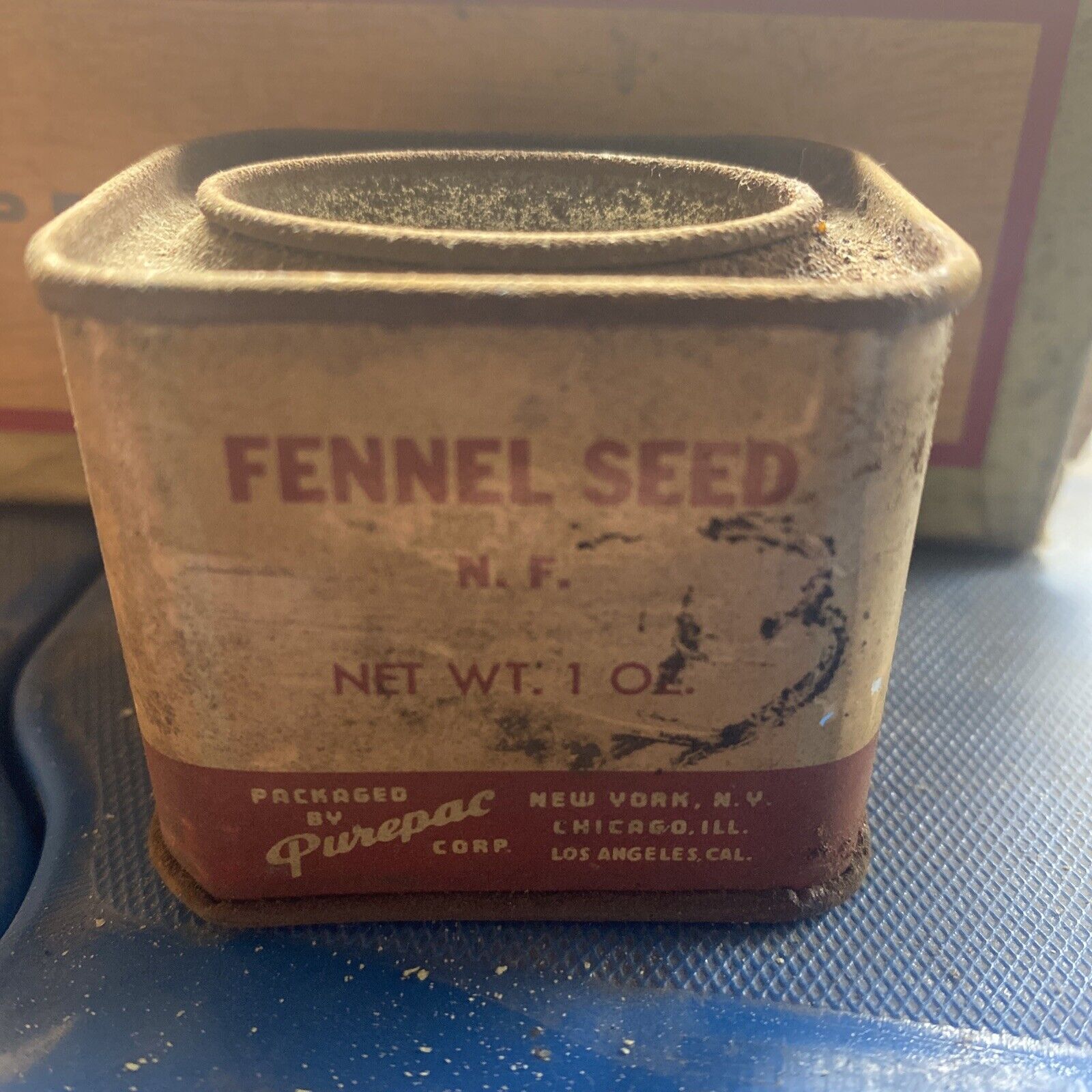 Vintage Fennel Seed Tin 1 Oz Packaged By Purepac