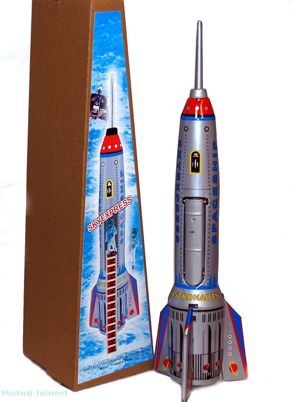 Alexander Taron Tin Toy Rocket Ship Space Toy Spring Activated Door Action SALE