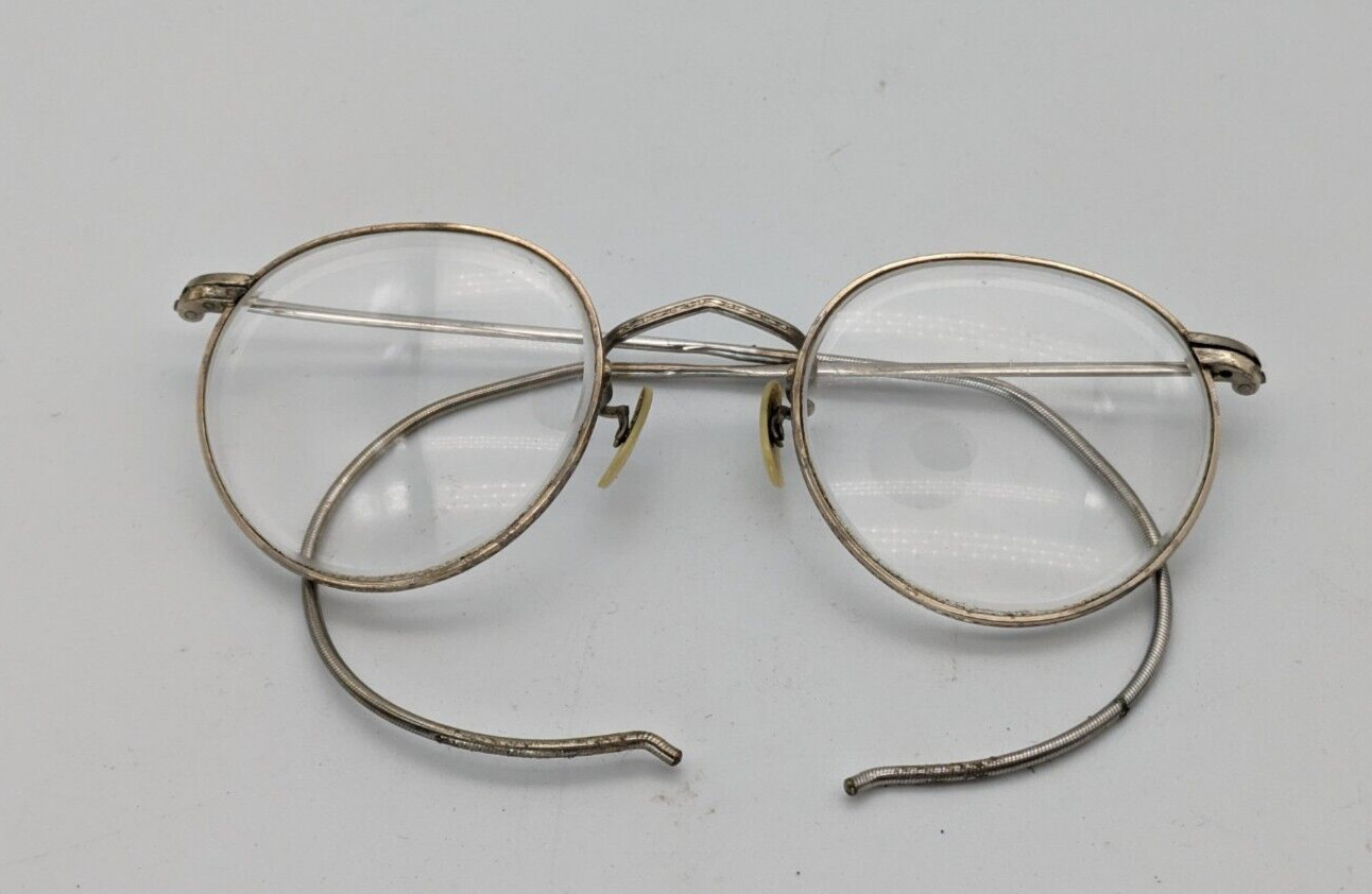 Vintage heavily etched Wire Frame Eyeglasses marked 12k 4/10 NICE