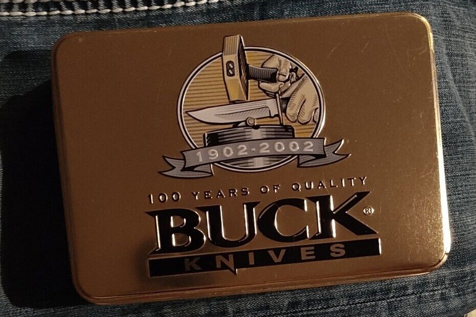 Vintage Buck 100 Years Anniversary Limited Production 112 Folder In Tin Box