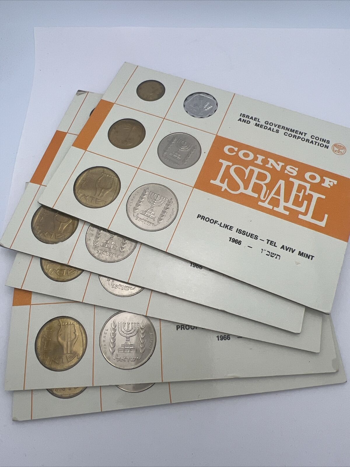 Coins of Israel 1966 Proof Like Issues Tel Aviv Mint- 6 Coins Each