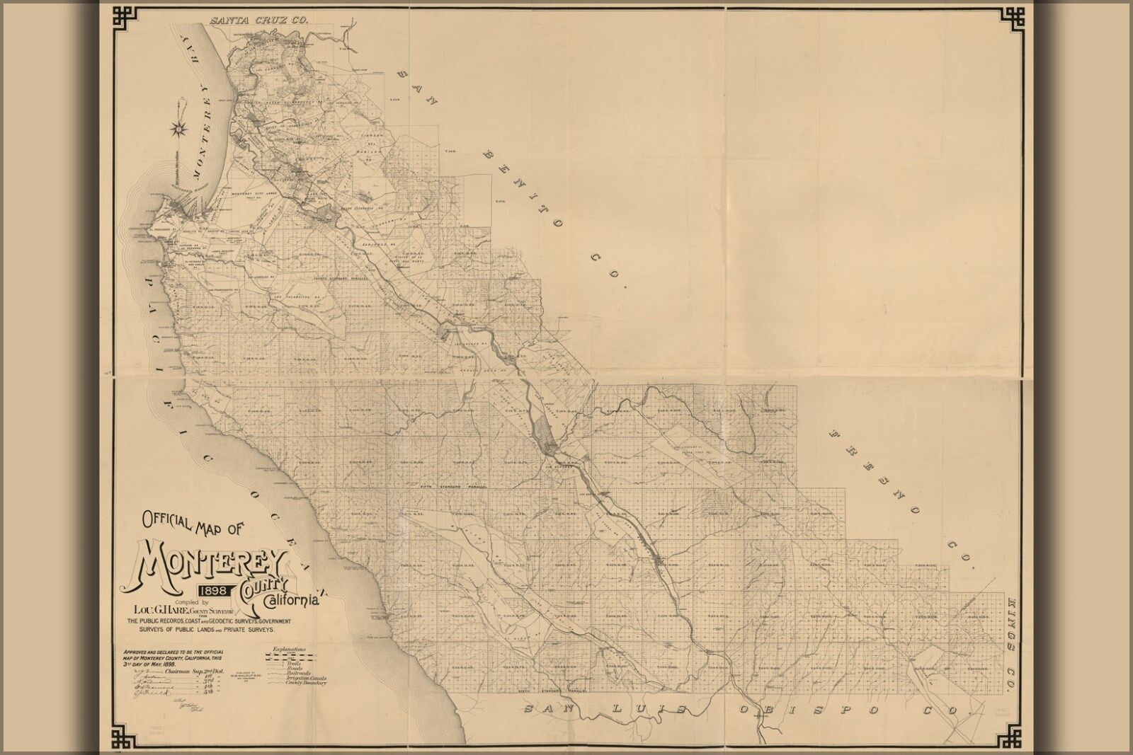 Poster, Many Sizes; Official Map Monterey County, California, 1898
