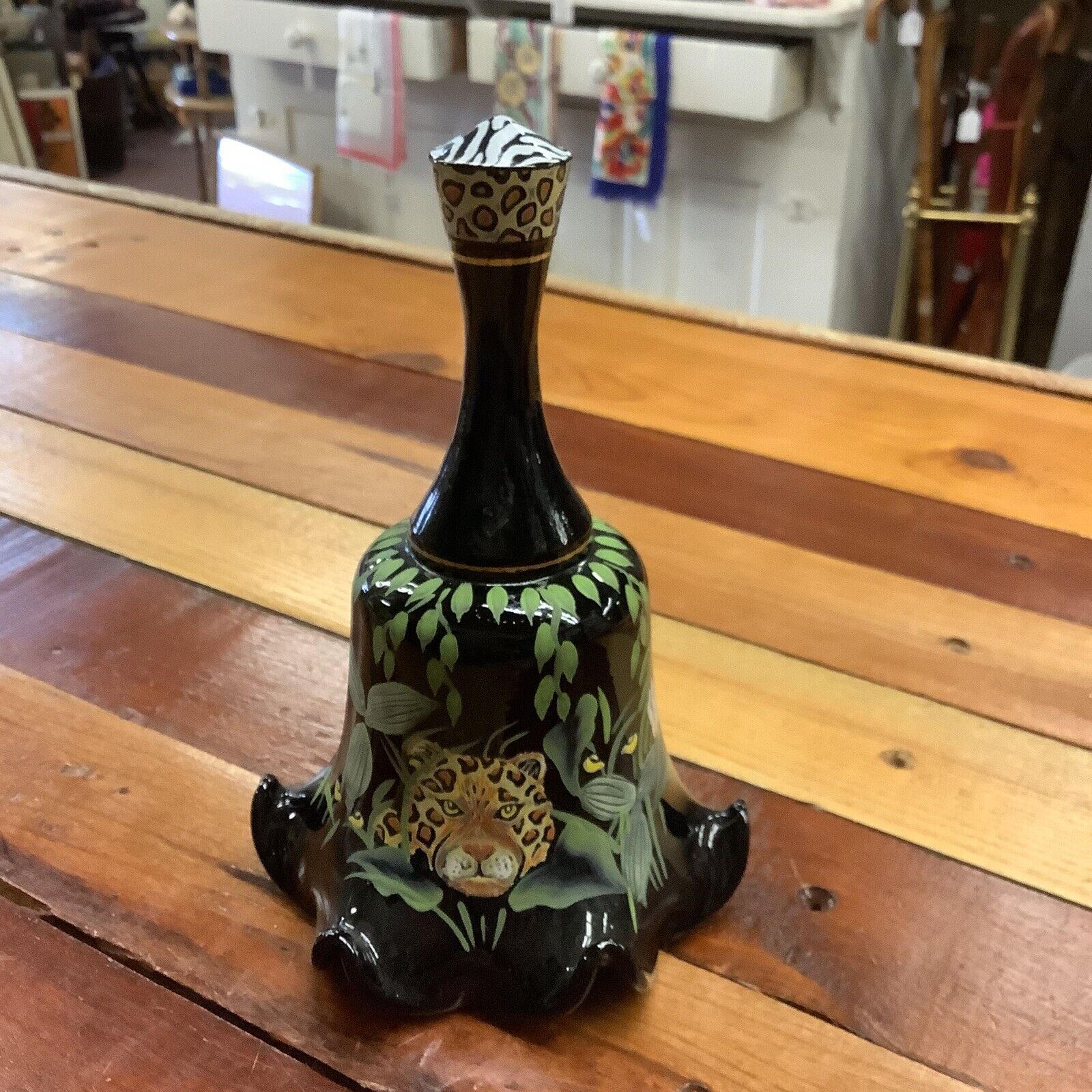 Fenton Black Glass Jungle Bell Signed #633/1500