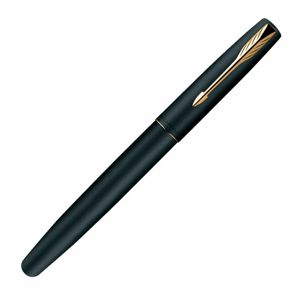 Parker Frontier Matte Black Golden Trim Roller Ball Pen,Ink Colour:Blue,Pack Of1