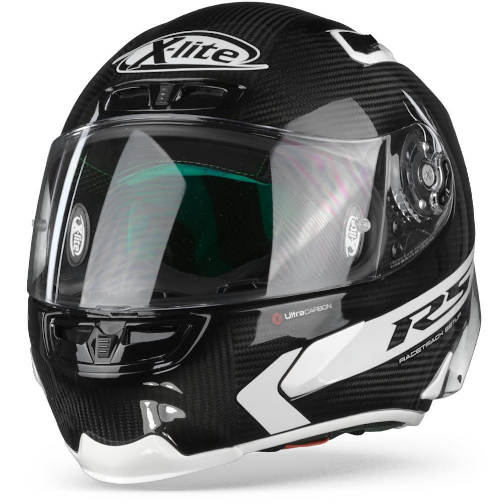 X-Lite X-803 RS Ultra Carbon Hot Lap 14 Carbon Black White Full Face Helmet -...