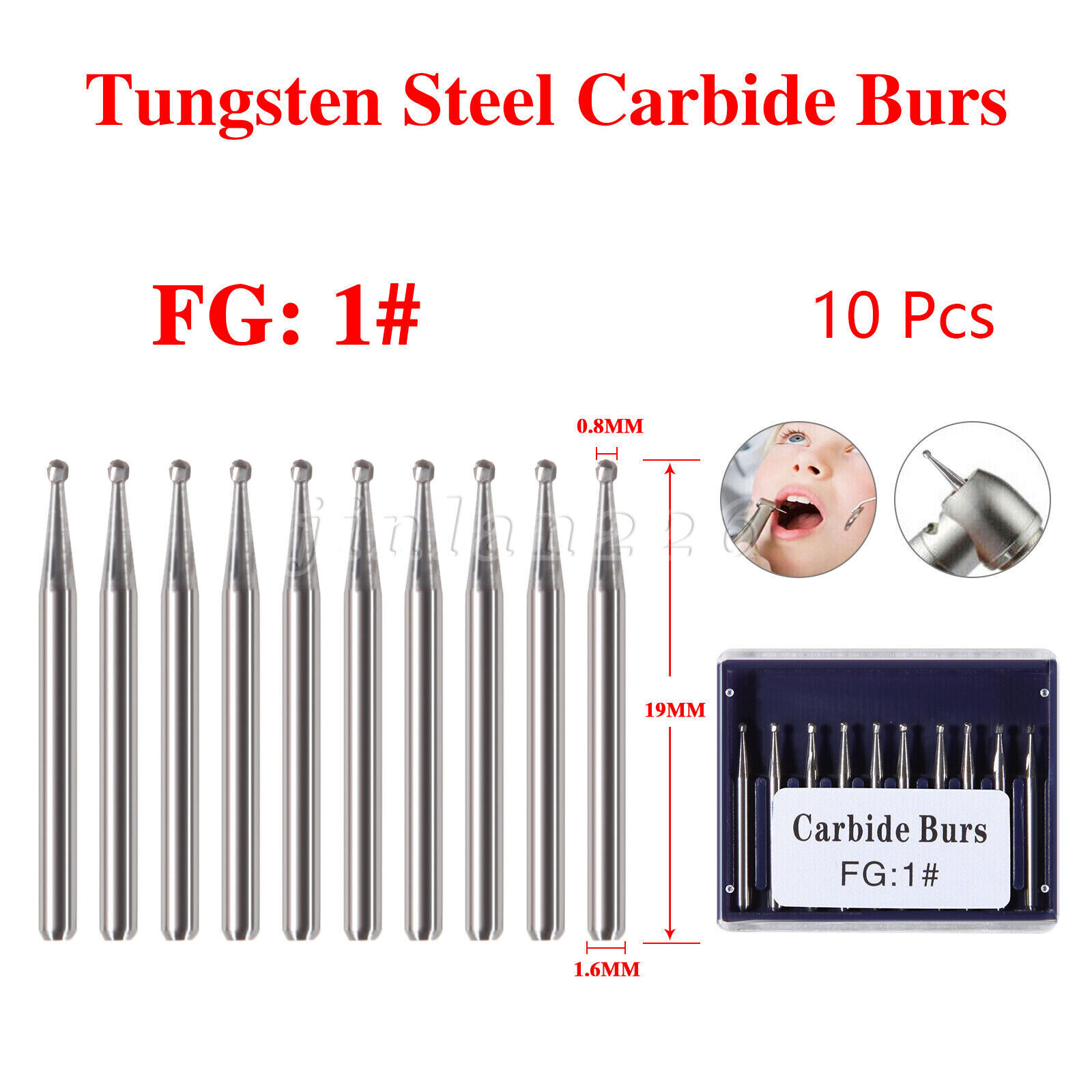 10-100Pcs Dental Carbide Burs Shank FG1-5 245 330 For High Speed Handpiece 1.6mm