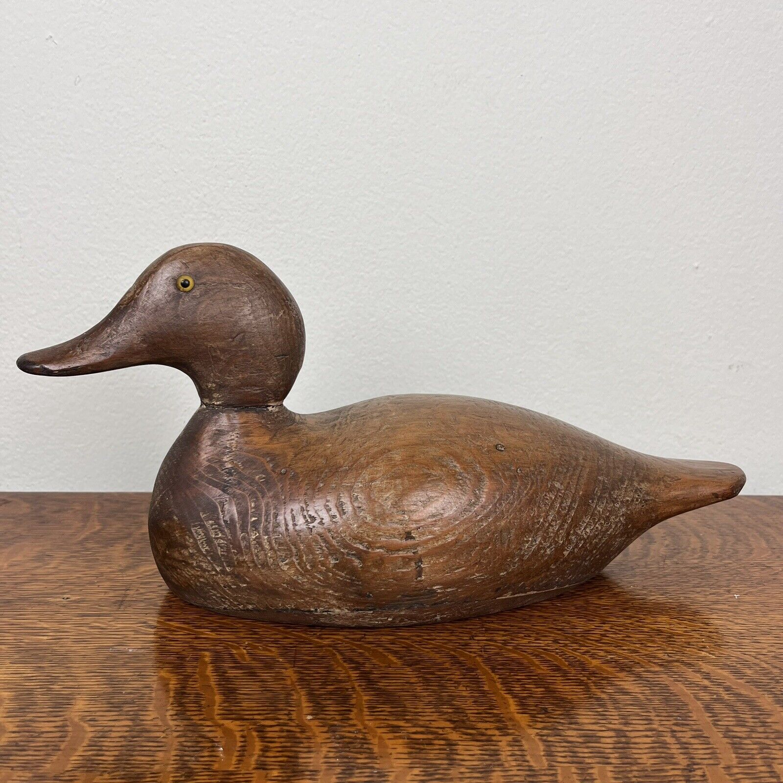 Evans Decoy Duck Bluebill Wooden Antique Unpainted Wisconsin Vintage