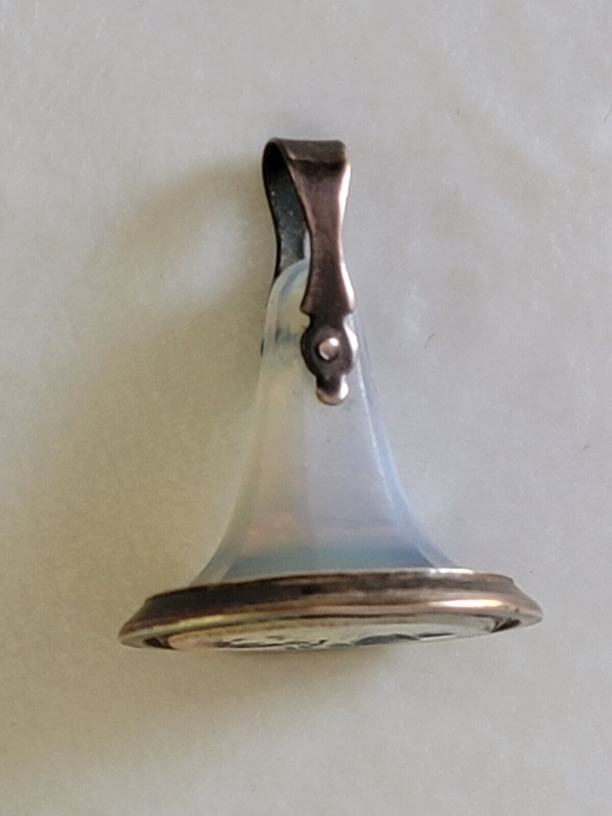 Antique Intaglio Watch Fob Wax Seal Opalescent Glass of Gentleman\'s Profile