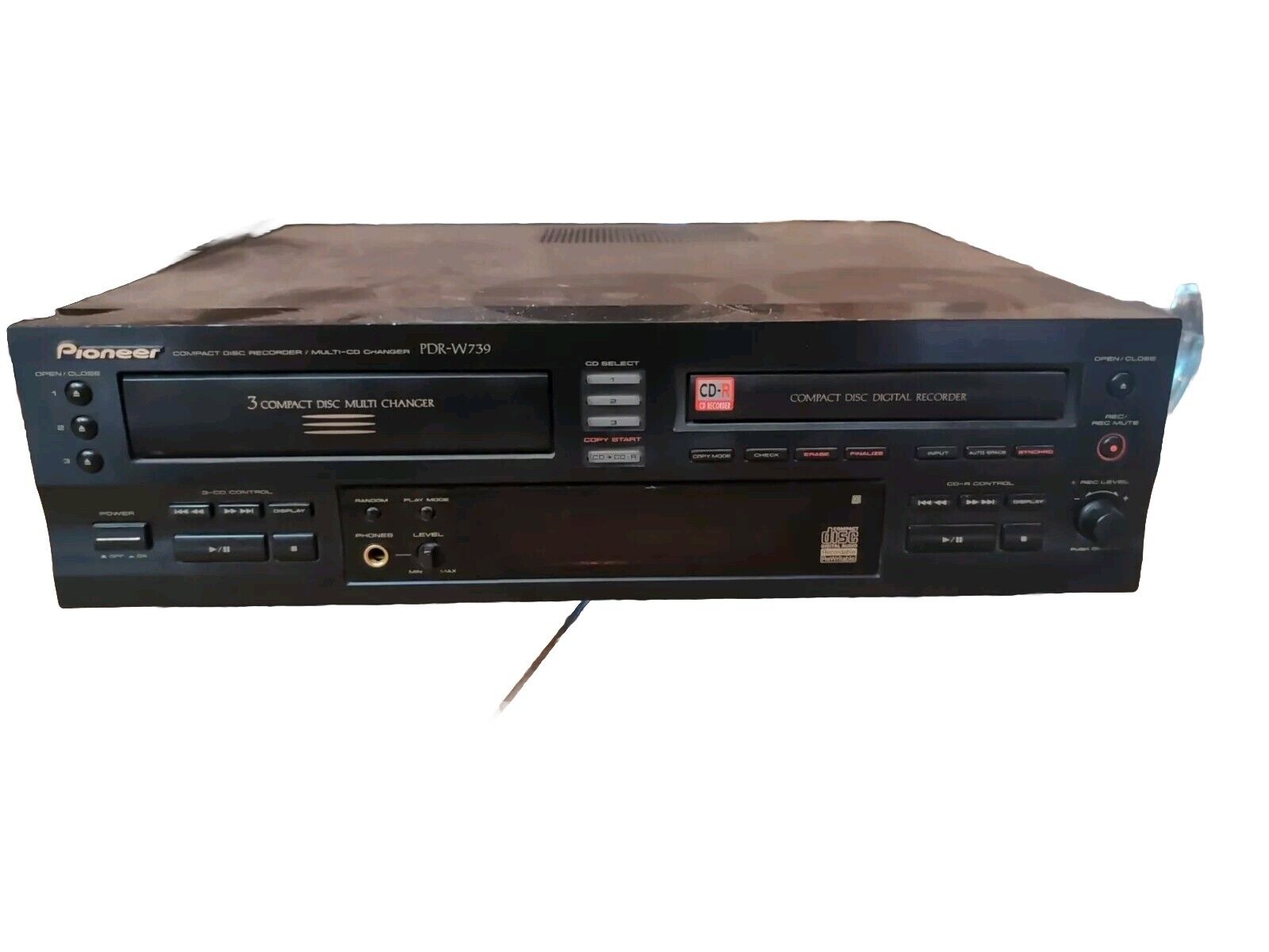 Vintage Pioneer PDR-W739 3 CD Player Recorder Works Excellent Has Power Cable 