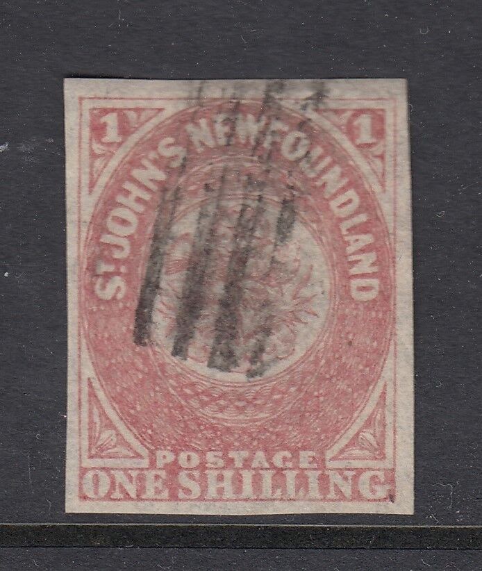 Canada Newfoundland 1862-64 1s rose-lake SG23  4 margins fine used- cat £300